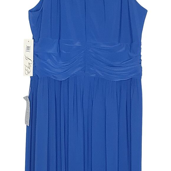 ELIZA J Halter Neck Cobalt Blue Sleeveless High Slit Maxi Dress, Size 16, NWT - Picture 4 of 9